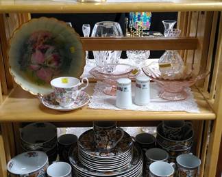 Imari china set for 8, other fine china and glass items.
