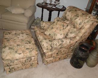 Ethan Allen Floral Chair and Ottoman