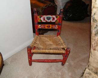 Small rush seat floral chair