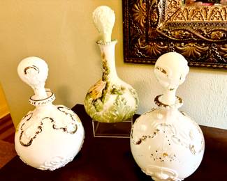 Antique milk glass bottles