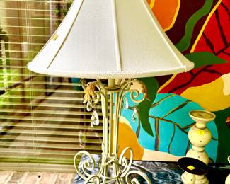 Metal with crystals lamp