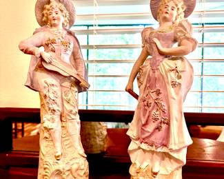 Pair of antique bisque ladies