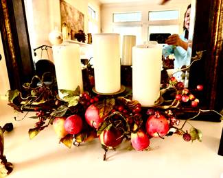Fruit and greenery candle holder