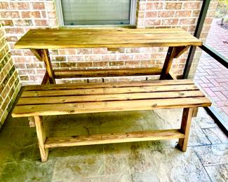 Wood picnic table