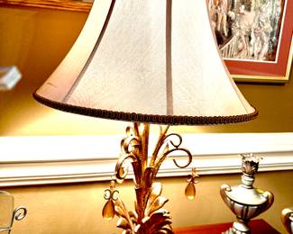 Pair gorgeous gold base with amber crystals lamps