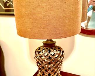 Gold lattice work base lamp