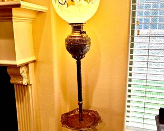 Antique brass base piano lamp