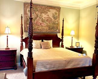 Magnificent mahogany poster king bed/king Tempur-Pedic mattress 