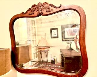 Antique wood mirror