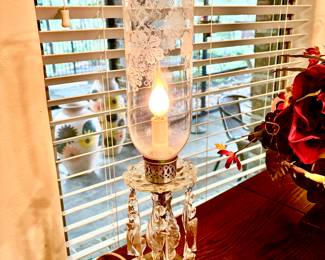 Pair vintage etched boudoir lamps