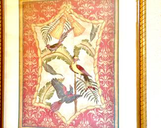 Pair of gold frame bird pictures