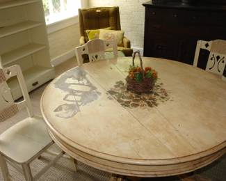 Painted oak table & chairs