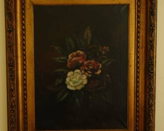 Still life oil painting of flowers