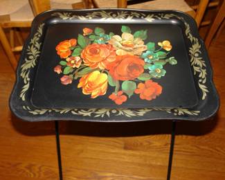 Tole tray with stand