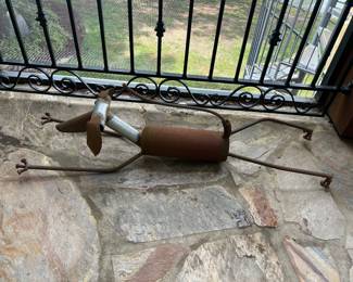 Repurposed rebar & metal dog sculpture