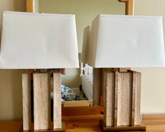 pair of stone lamps