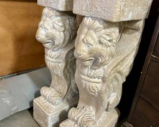 pair of cement lions