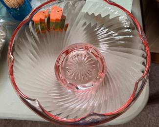 Pink Depression Glass Footed Bowl