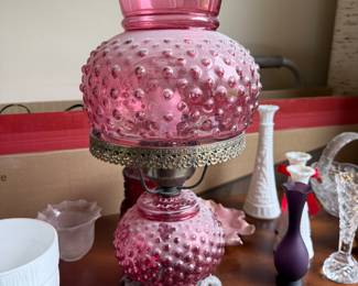 Vintage hobnail electrified oil lamp