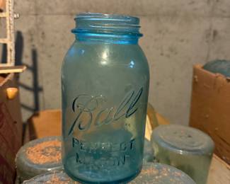 Vintage blue ball jars