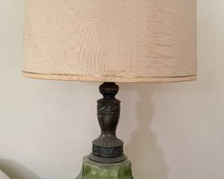 1970s green glass table lamps