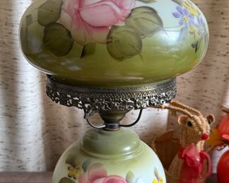 Antique Hand Painted oil lamp