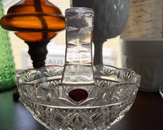 Vintage leaded glass crystal basket