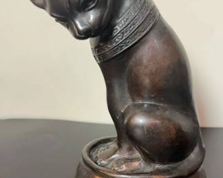 Vintage Bronze Egyptian Revival Bastet Cat Goddess Statue Sculptures