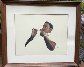 Tom Mckinney Original Artwork Man Lighting Cigarette