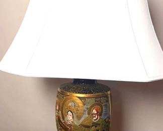 Vintage Japanese Satsuma lamp