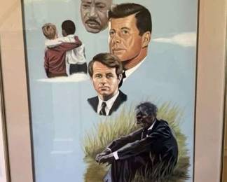 001 Tom Mckinney Original Artwork featuring John Kennedy, Robert Kennedy, and Martin Luther King