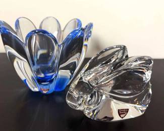 Orrefors Tulip Bowl And Rabbit Figurine