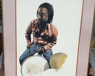 Tom Mckinney Original Artwork Man Playing Drum Set