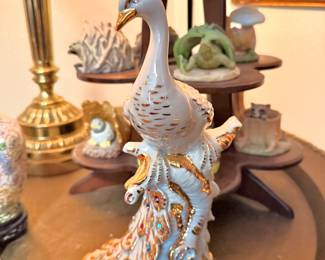 12" Capodimonte Italy Polaris Swarovski Crystals Peacock - Limited Edition 22/500