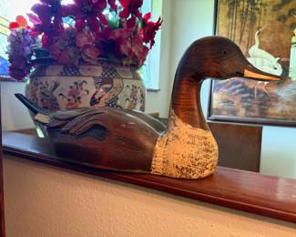 Carved Wood Duck Sculpture