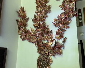 Copper Metal Maple Tree Wall Art