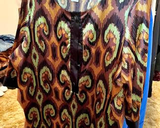 Bob Mackie Wearable Art Brown, Green & Black Blouse – Size 1X