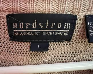 Nordstrom Individualist Sportswear White Sweater with Silver Scrolled Design – Size Large