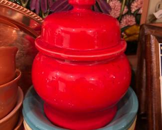 Red Ceramic Ginger Jar, Set of 6 Gibson Mix Match Colorful Cereal Bowls