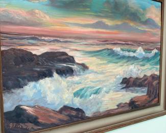 Seascape with Crashing Waves Oil Painting by Grace Pischner
