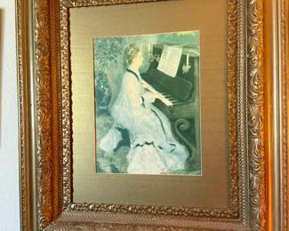 Framed & Matted Woman at the Piano Print Reproduction by Pierre-Auguste Renoir