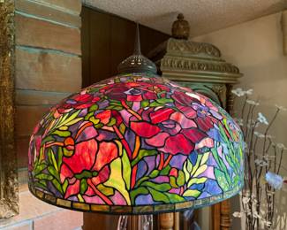 Poppies Stained Glass Tiffany Style Floor Lamp