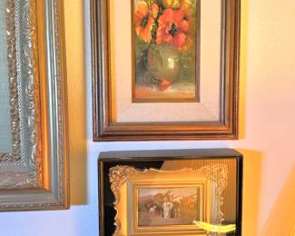 Framed Floral Bouquet Still Life Oil Panting by Ileen Aland, Framed Print "Peace" by William Strutt