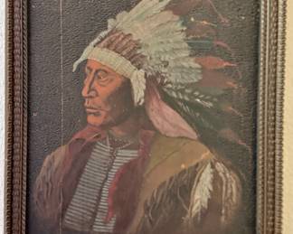 Framed Textured Print Portrait of Chief Hollow Horn Bear