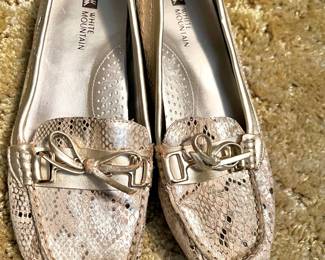White Mountain Silver Animal Print Loafers