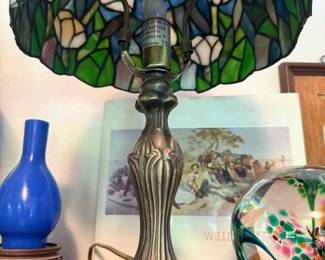 Green, Blue & White Tiffany Style Table Lamp