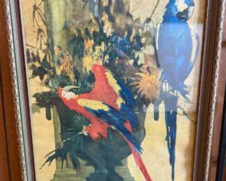 Vintage Framed Print – Macaws in Tropical Setting After Winthrop Stark Davis