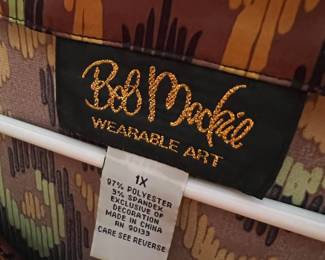 Bob Mackie Wearable Art Brown, Green & Black Blouse – Size 1X
