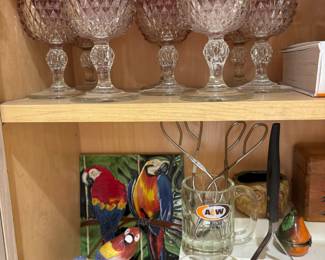 Set of 7 Indiana Glass Ruby Wine Goblets