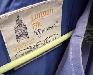 London Fog Maincoats Blue Trench Coat with Black Collar